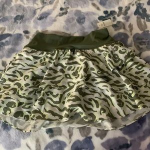 Green cheetah print tennis skirt